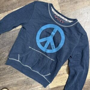 Vintage Y2K Victoria's Secret‎ PINK navy blue long sleeve top w peace sign Sz XS